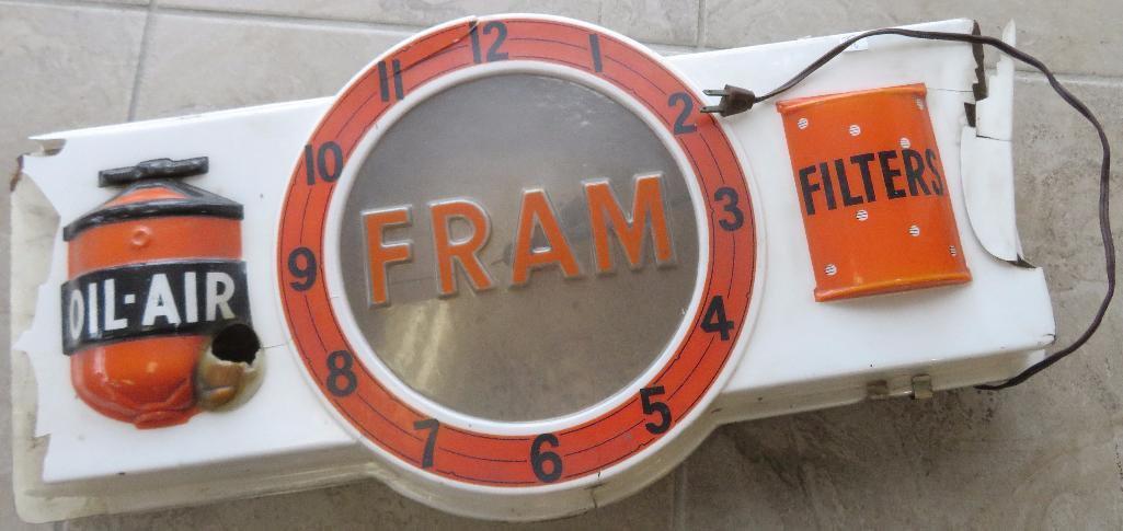 7pc. lot of Advertising includes Perfect Circle Thermometer 27" (plastic), Fram Air Filters Electri