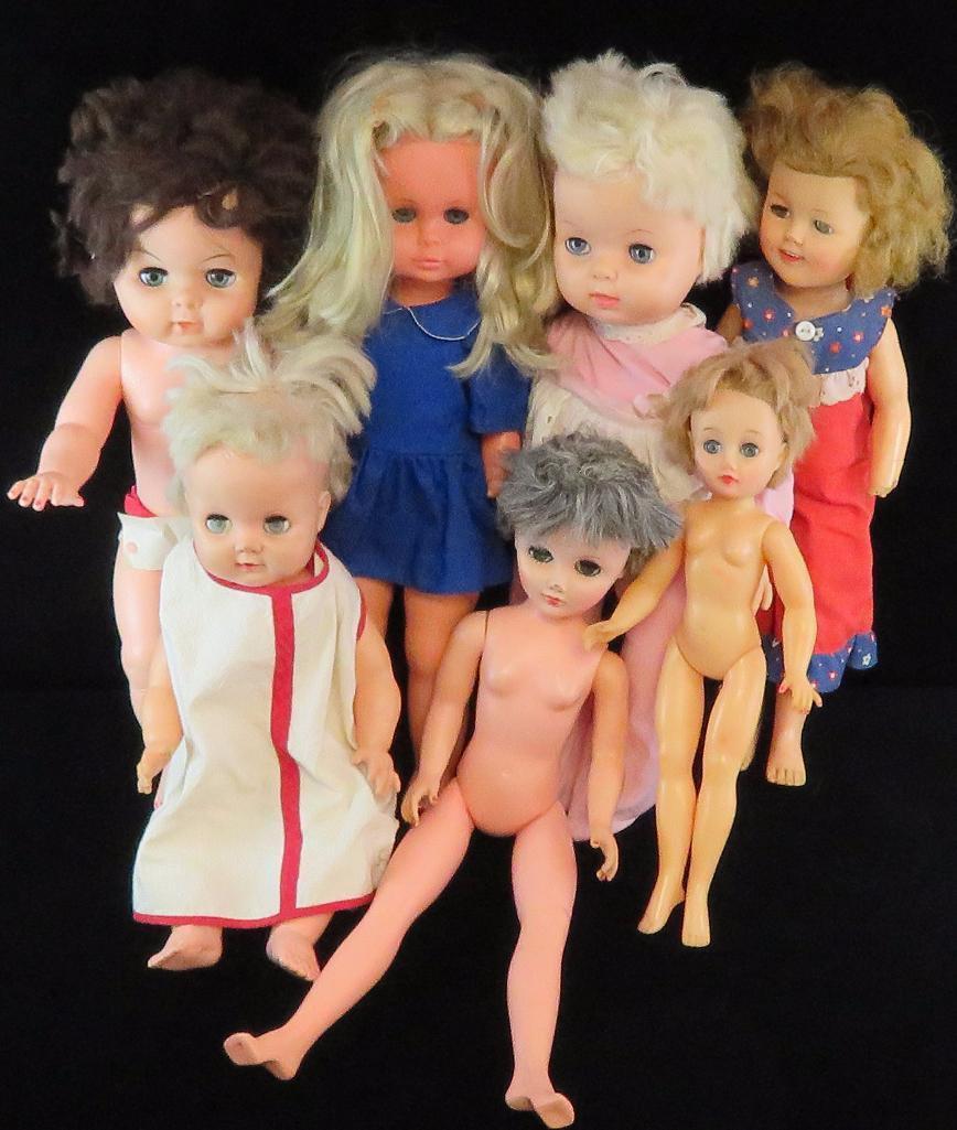 Lot of (7) vintage dolls includes M.Zapf, AE478, Ideal ST-17, 4465, Uneeda & more.