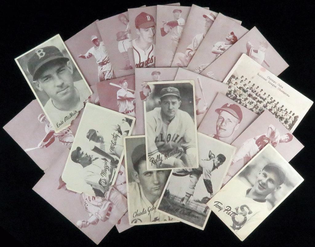 Over (40) misc Baseball Exhibition Cards includes Jackie Robinson, Satchel Paige, Warren Spahn, Stan