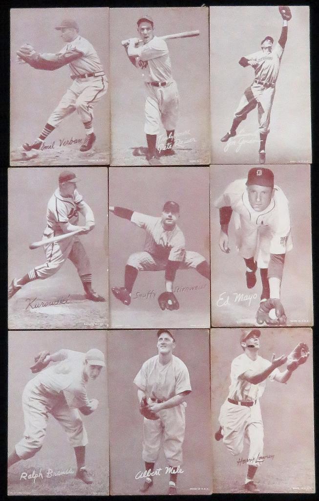 Over (40) misc Baseball Exhibition Cards includes Jackie Robinson, Satchel Paige, Warren Spahn, Stan