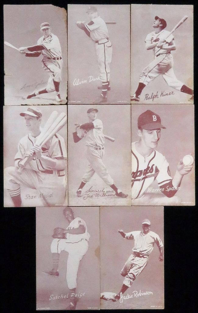 Over (40) misc Baseball Exhibition Cards includes Jackie Robinson, Satchel Paige, Warren Spahn, Stan