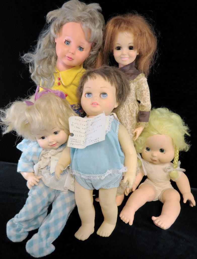 Lot of (5) vintage dolls includes Ideal, Emaso, Tiny Chatty Baby, Mattel, Horsman, Kenner & more.