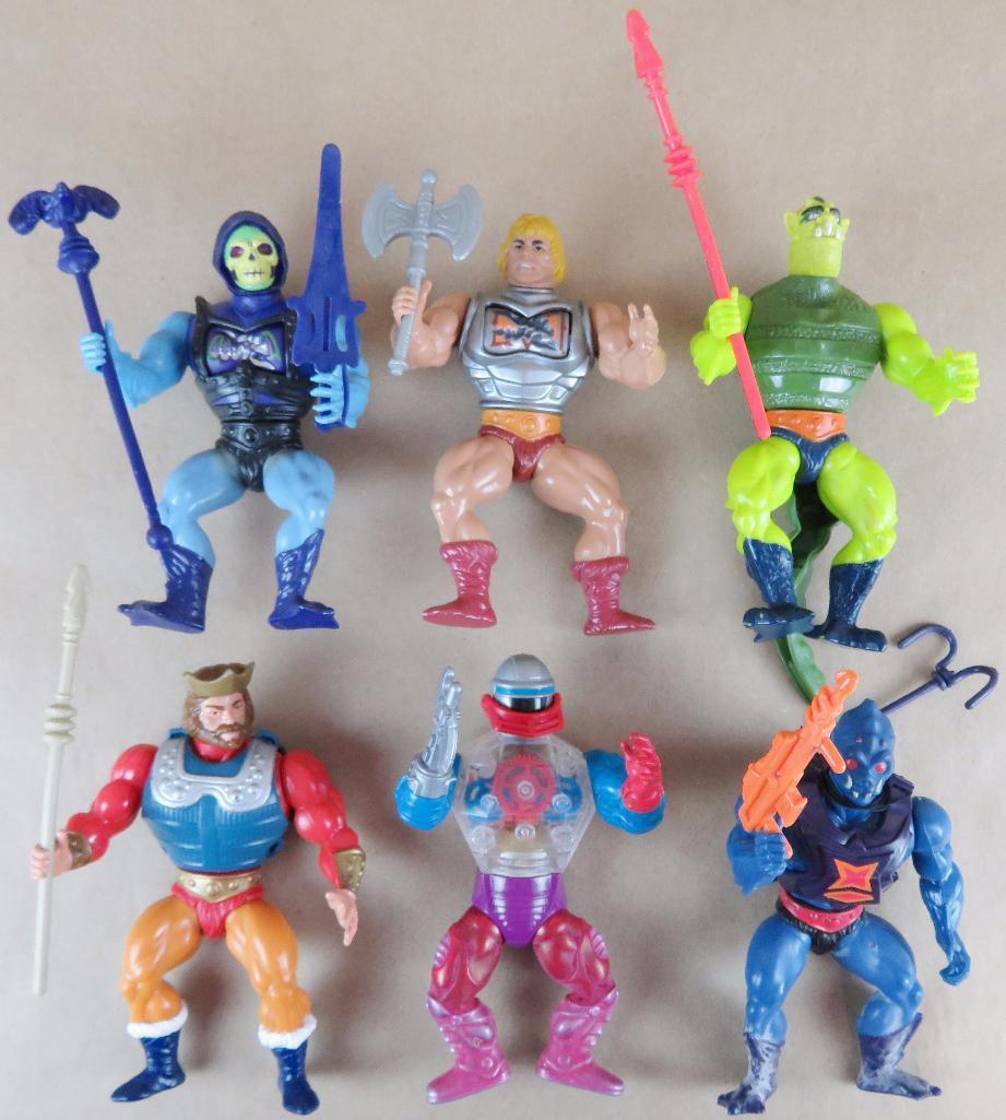 Teela and Zoar, Battle Armor He-Man, Battle Armor Skeletor, Whiplash, Blast-Attak, King Randor, Man-