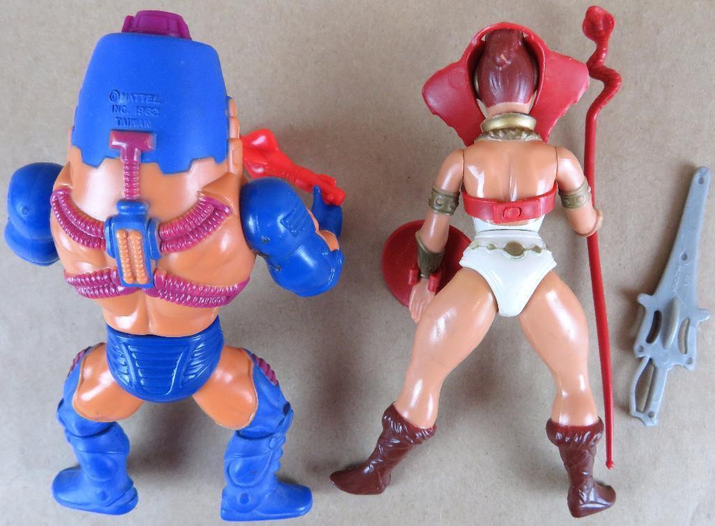 Teela and Zoar, Battle Armor He-Man, Battle Armor Skeletor, Whiplash, Blast-Attak, King Randor, Man-