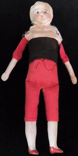 Early Made In Japan Bisque Head Boy Doll with cloth body. Approx 7".