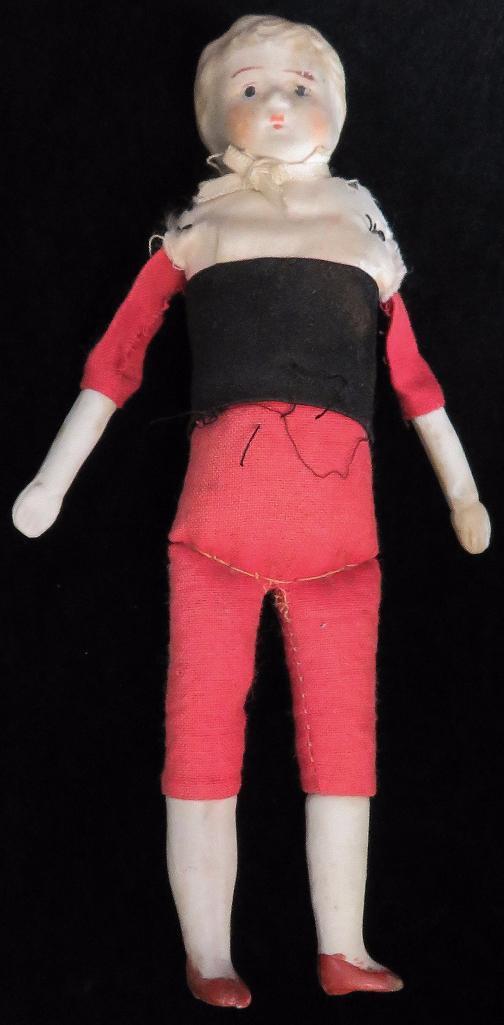 Early Made In Japan Bisque Head Boy Doll with cloth body. Approx 7".