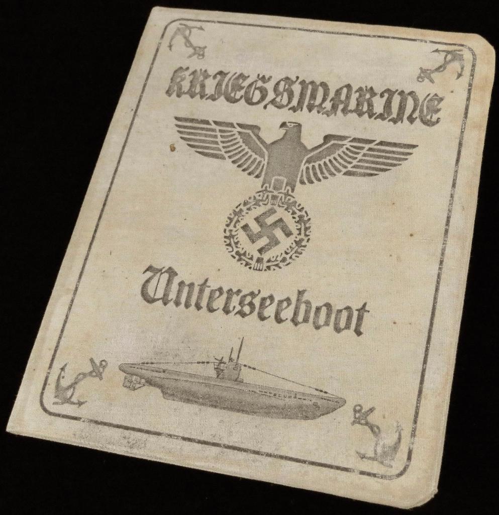 WWII Nazi Kriegsmarine U-Boat Officers Identification Papers with photo, metal stamp, name & info.