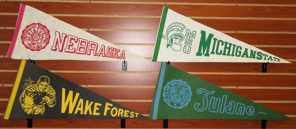 Lot of (30) Vintage Felt College Pennants includes Ohio State, University of Colorado, Cornell, Wisc