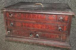 Merrick's Six Cord Spool Box with (4) drawers - missing one knob.