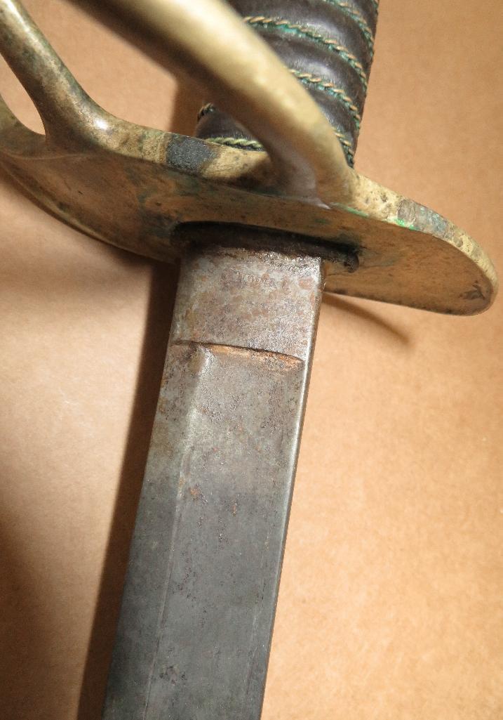 1861 Civil War Era Sword with Sheath. Belonged to Richard Brewer. Dated 1861 on blade.