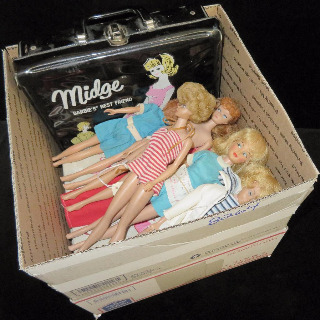 Barbie Doll Lot! Barbie, Midge, Skipper & more! (8) Dolls (some with cut hair) with 1964 Skipper C