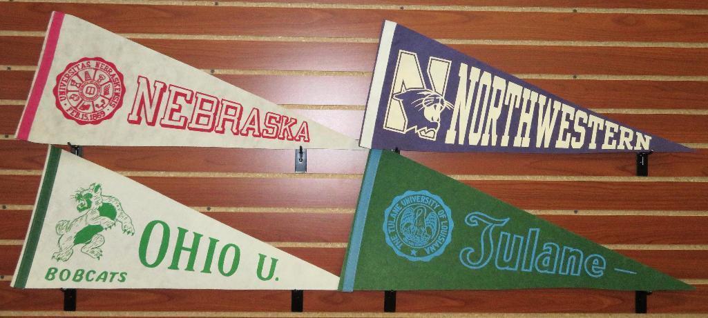 Lot of (25) Vintage Felt College Pennants includes Ohio University, Tulane, Northwestern, Ohio State