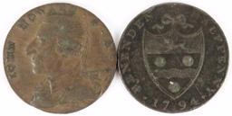 Lot of (6) Great Britain 18th Century Tokens - 1791-1795.