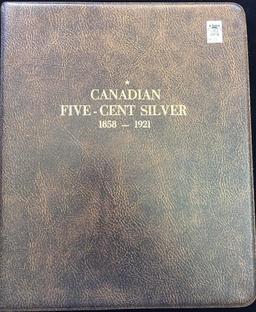 Old Harco Canadian Five Cents Silver Book includes approx (27) coins - 1880 H - 1920.