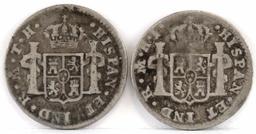 Lot of (4) Spain & Mexico Reales includes 1788 1 Real Spain, 1806 1 Real Mexico, 1807 1/2 Reales Mex