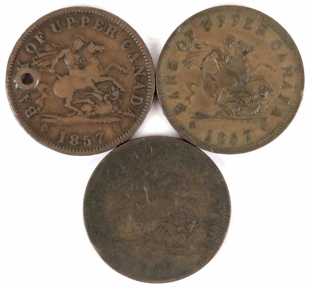 Lot of (11) Canada - Upper CANADA Penny includes (2) 1850, 1852, (2) 1854 & (6) 1857.