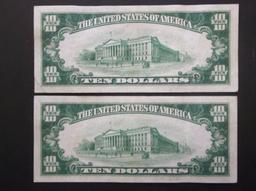 PAIR OF CONSECUTIVE SERIAL NUMBERED 1929 CHICAGO FRBN Numbers G02574147A AND GO2574148A