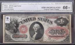 1875 $1 USN FR 26 CGA GEM CU 66