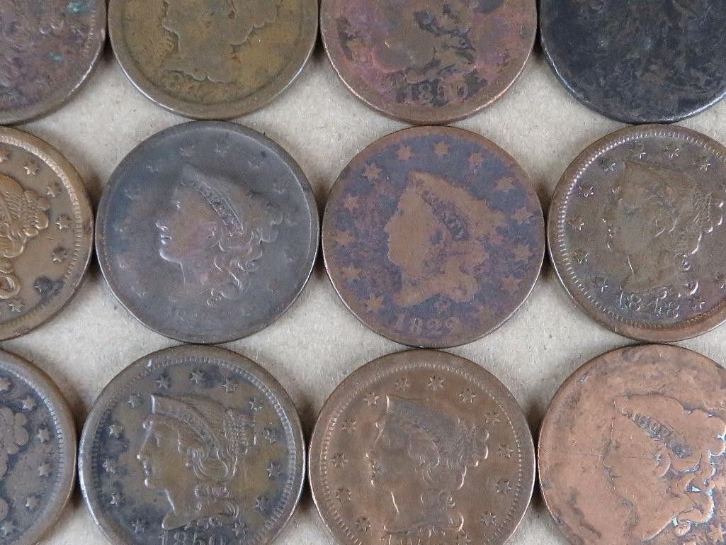 Lot of approx (36) Large Cents - mixed dates.