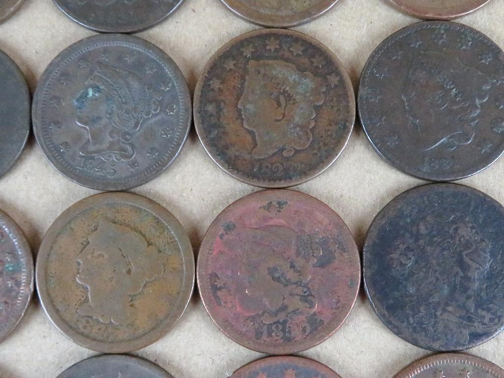 Lot of approx (36) Large Cents - mixed dates.