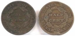 Lot of (4) Half Cents includes 1809, 1810, 1826 & 1829.