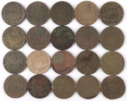 Lot of (20) Two Cent Pieces - mixed dates.