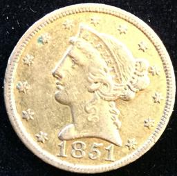 1851 C $5 Gold Liberty