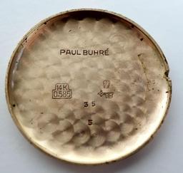 Paul Buhre 14K Winding 194 Wrist Watch. Approx 38.0 grams with movement.