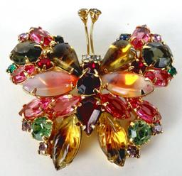 Vintage Multi-Colored Stone Butterfly Pin / Brooch. Approx 16.5 grams.