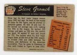 Steve Gromek 1955 Bowman 203 Baseball Card.