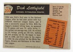 Dick Littlefield 1955 Bowman 200 Baseball Card.