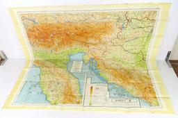 Original U.S. WWII Two-Sided Color Silk Escape Map 1943 Sheet E/F Europe carried by