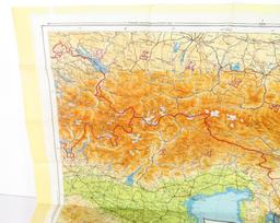 Original U.S. WWII Two-Sided Color Silk Escape Map 1943 Sheet E/F Europe carried by