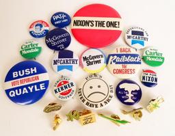 Lot of (22) Political Buttons, Pins & more.