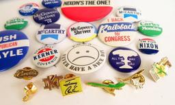 Lot of (22) Political Buttons, Pins & more.