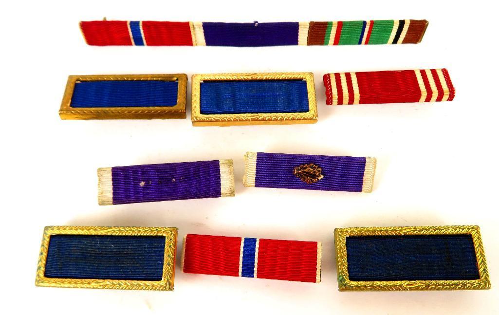 Lot of (11) WWII Military Ribbon Bars & Pins.