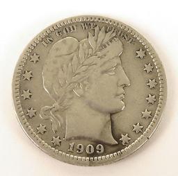 1909 D Barber Quarter.