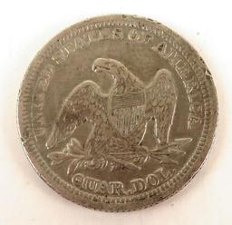 1855 Arrows Seated Liberty Quarter.