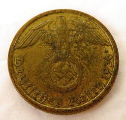 Rare Key Date! 1936-G Germany Third Reich 5 Reichspfennig.