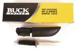 Buck Knife 102 Woodsman Knife 102BKS-B CAT. 2628 with Leather Sheath & box. Engraved Chuck Buck 07.