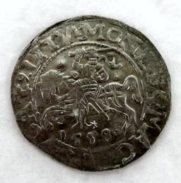 1558 Lithuania 1/2 Grosz Knight On Horse Silver.