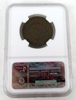 1845 Straits Settlements Cent. NGC Certified VF30BN.