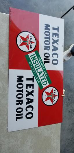 Double sided painted tin Texaco Sign