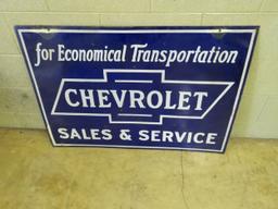 Chevrolet Sales & Service  Porcelain Sign