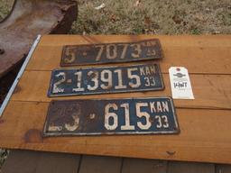 1933 Kansas License Plates