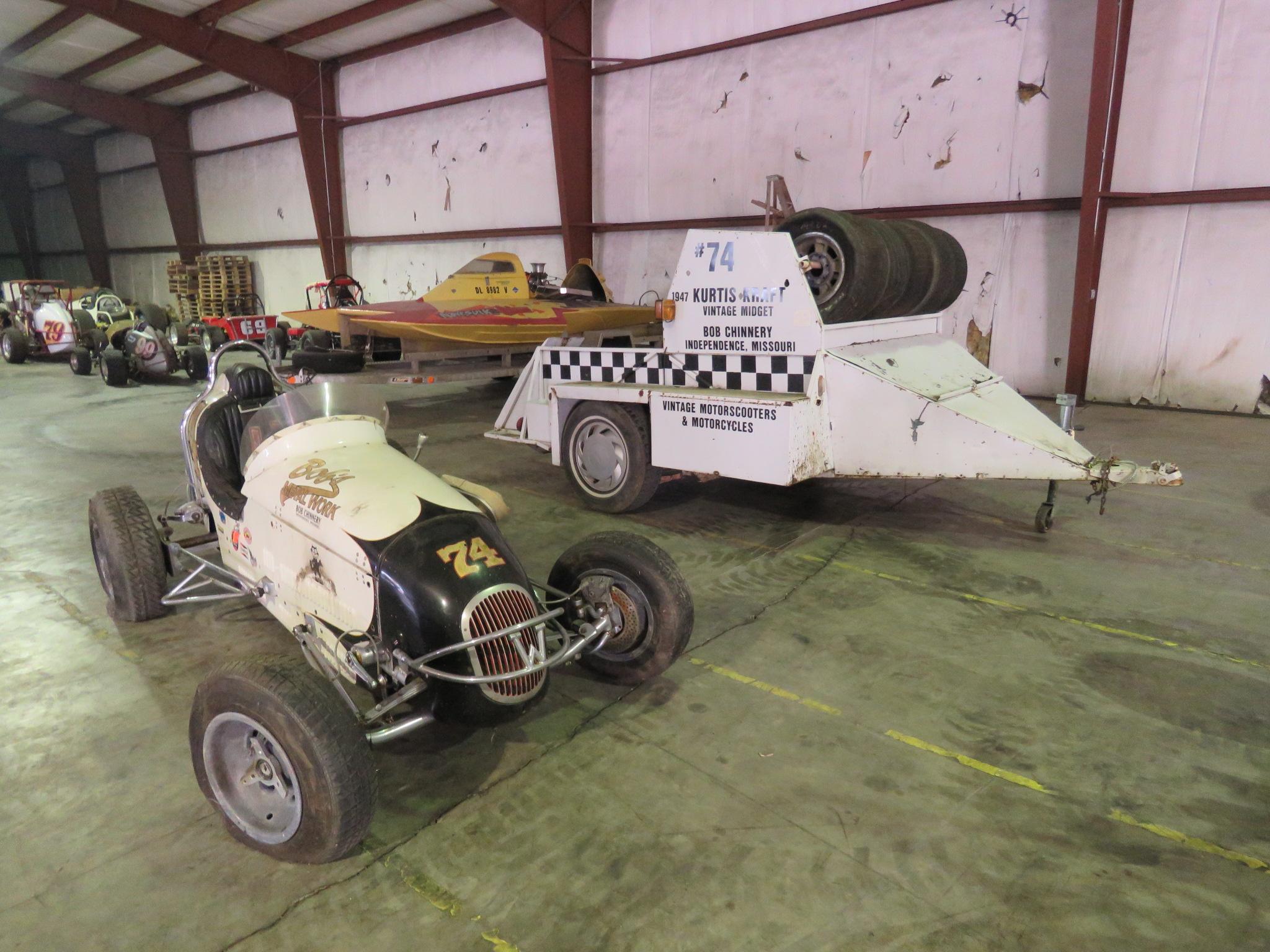 Rare 1947 Kurtis Kraft-Chimnery Midget Racecar and Trailer