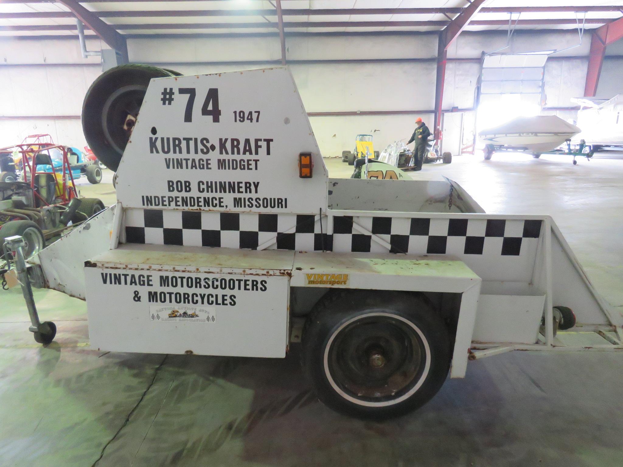 Rare 1947 Kurtis Kraft-Chimnery Midget Racecar and Trailer