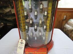 Vintage Auto Lite Spark Plug Metal Display Case Red