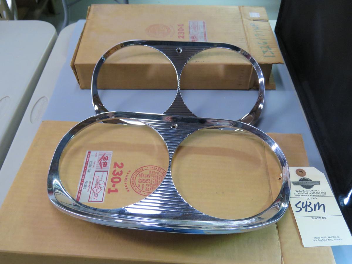 NOS STUDEBAKER 1958 HEADLIGHT BEZELS