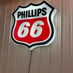 WHITE PHILLIPS 66 LIGHTED SIGN